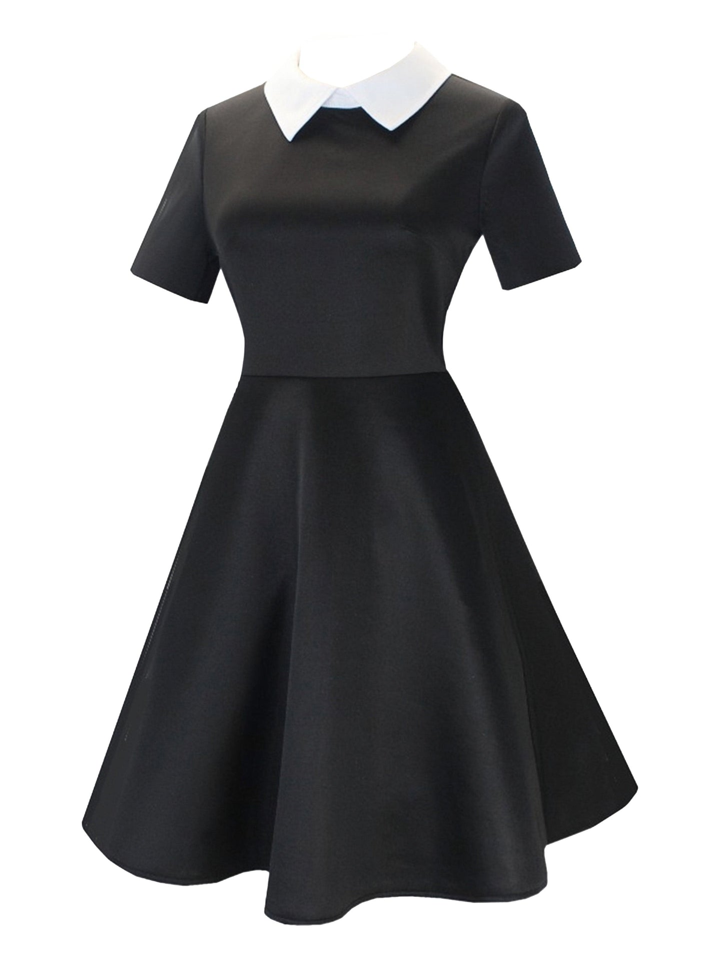 Black & White 1940s Shirt Collar Wednesday's Dress