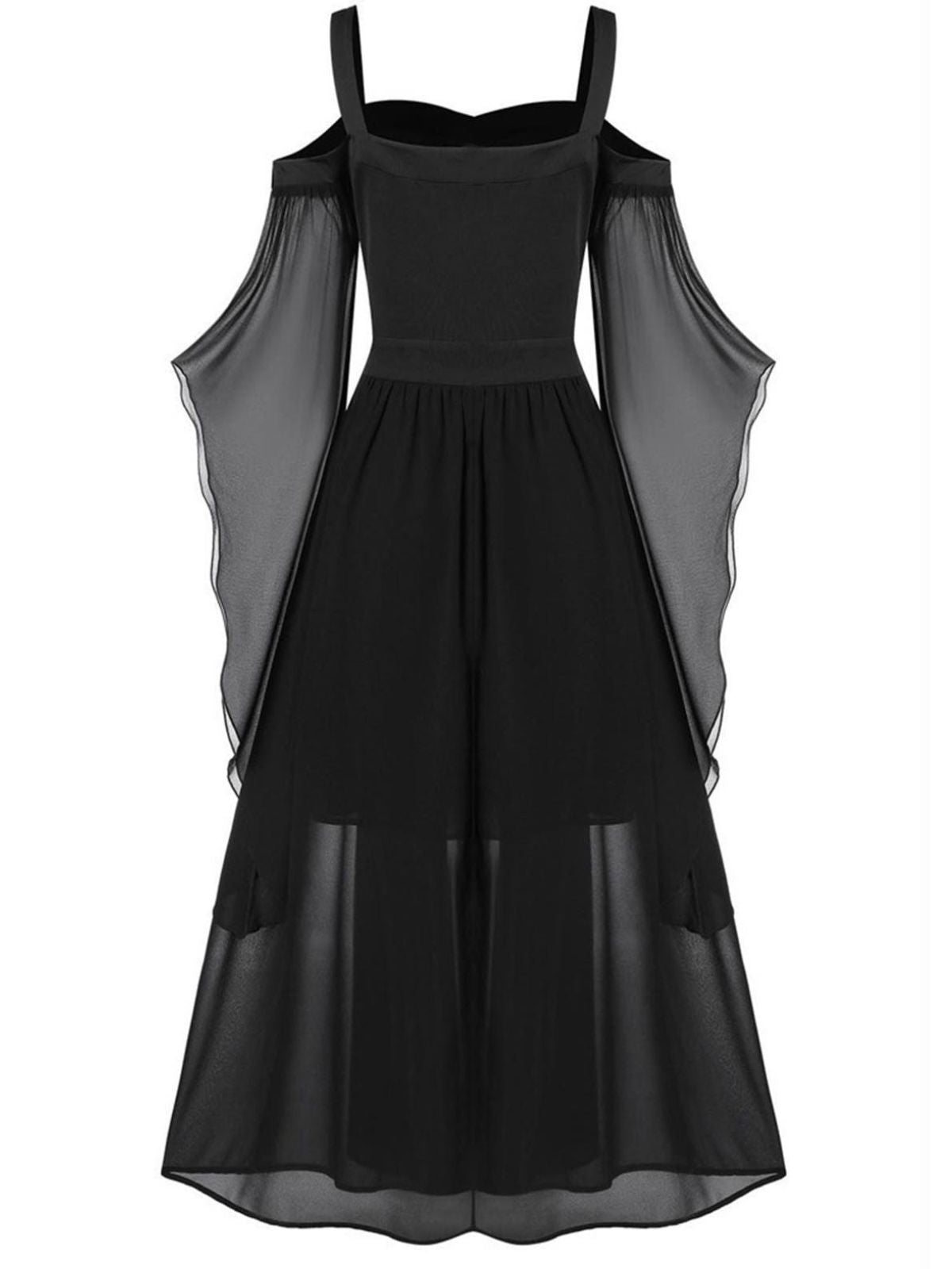 1950s Halloween Witch Transparent Sleeves Strap Dress