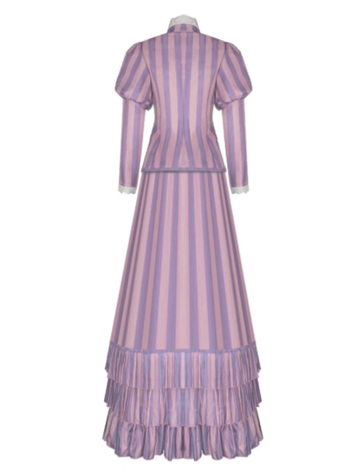 Lavender 1930s Corpse Bride Ruffled Striped Costume Set