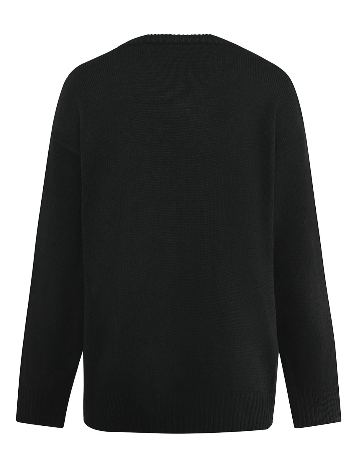 Black 1950s Halloween Skeleton Print Knit Sweater