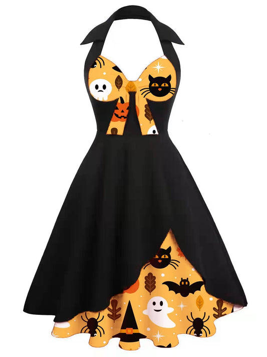 1950s Bow Halter Patchwork Swing Dress (86% off)