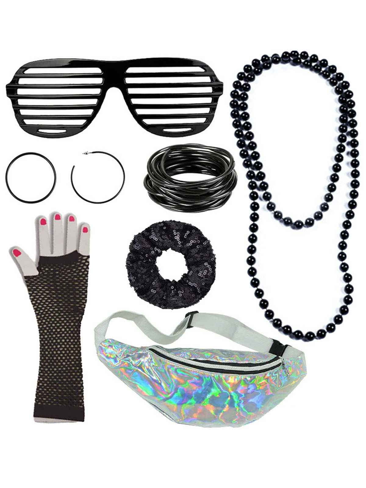 1980s Retro Costume Colorful Accessory Set
