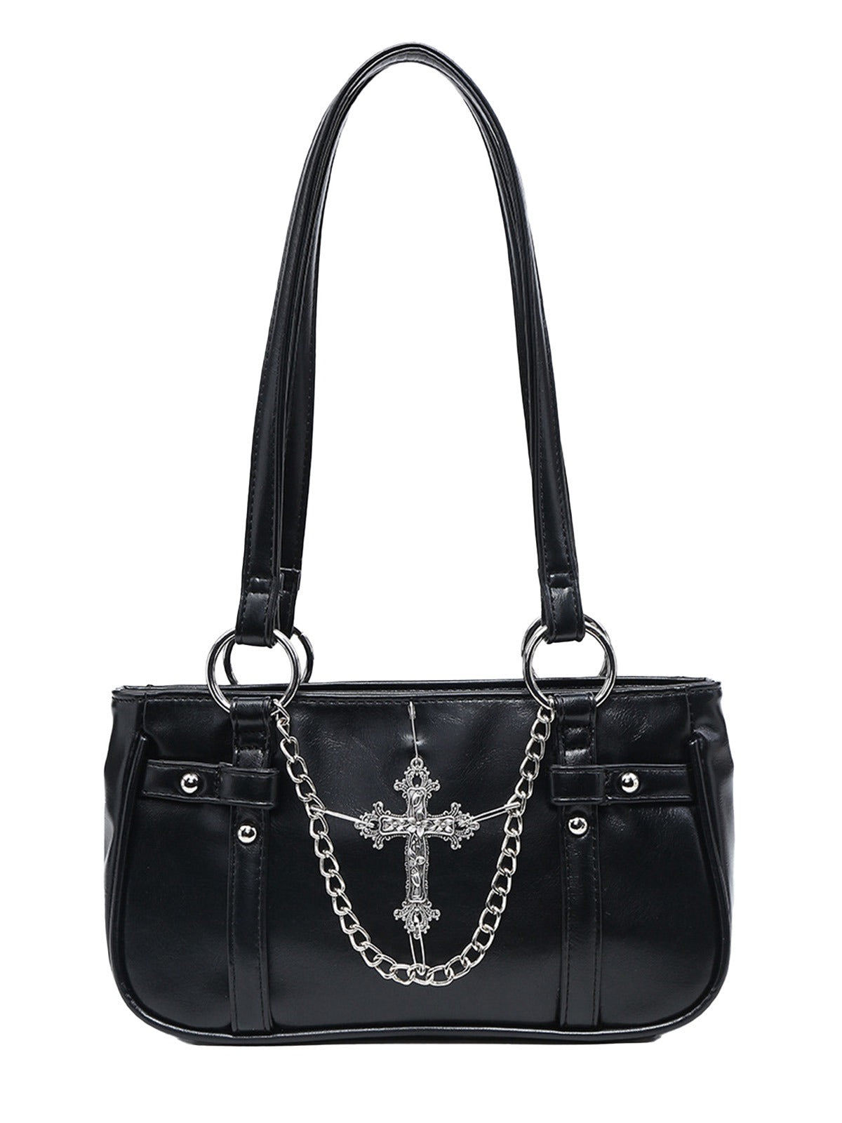 Vintage Black Cross Chain Shoulder Bag