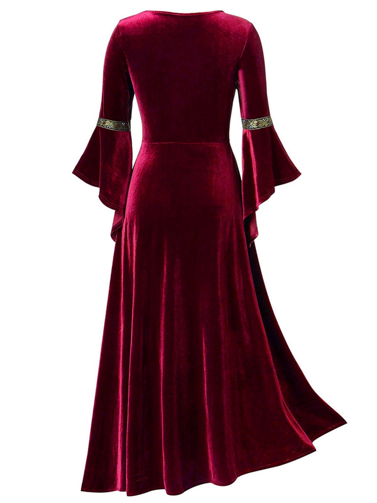 1930s Medieval Renaissance Velvet Gold Trim Dress