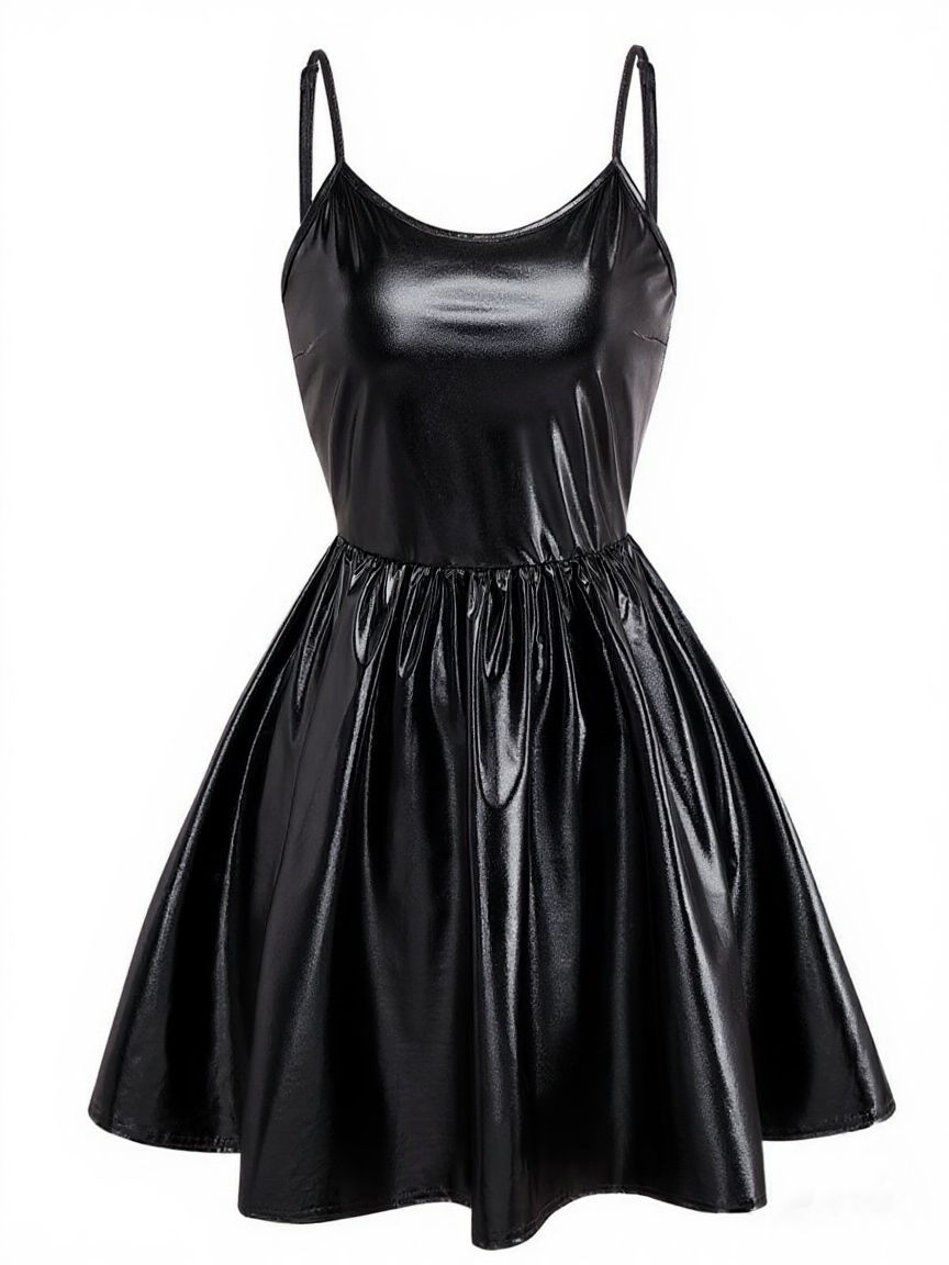 1980s Metallic Spaghetti Strap Party Dress