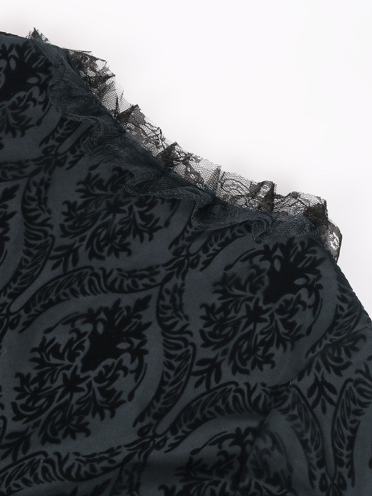 Black 1950s Gothic Victorian Lace Bell Sleeves Dress