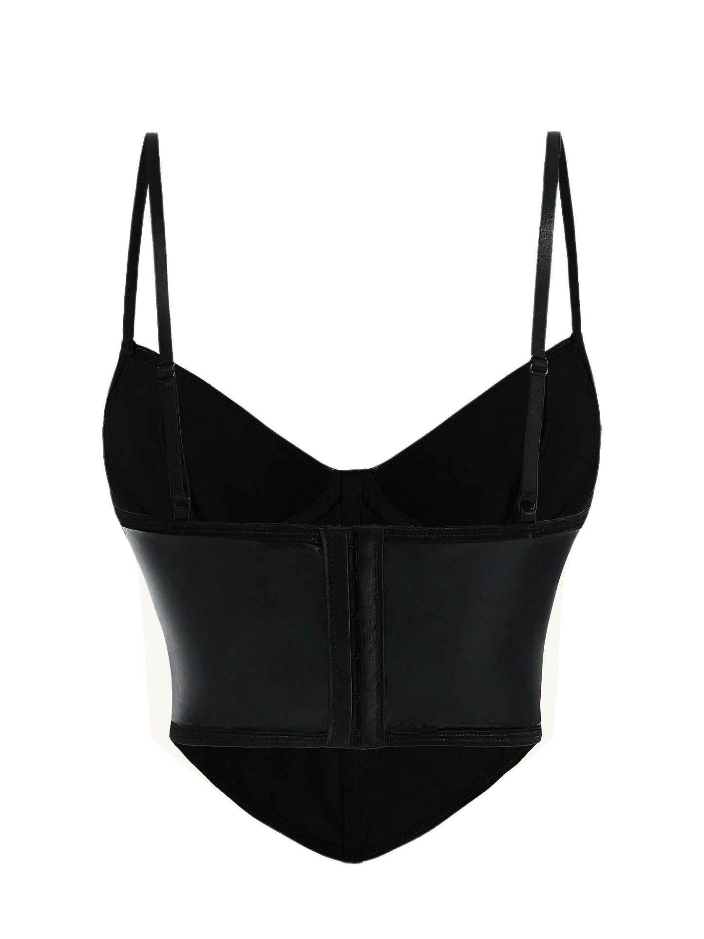 Black 1970s Gothic Cross Faux Leather Cami Top