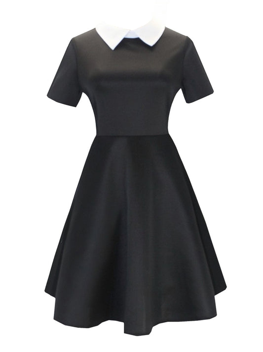Black & White 1940s Shirt Collar Wednesday's Dress