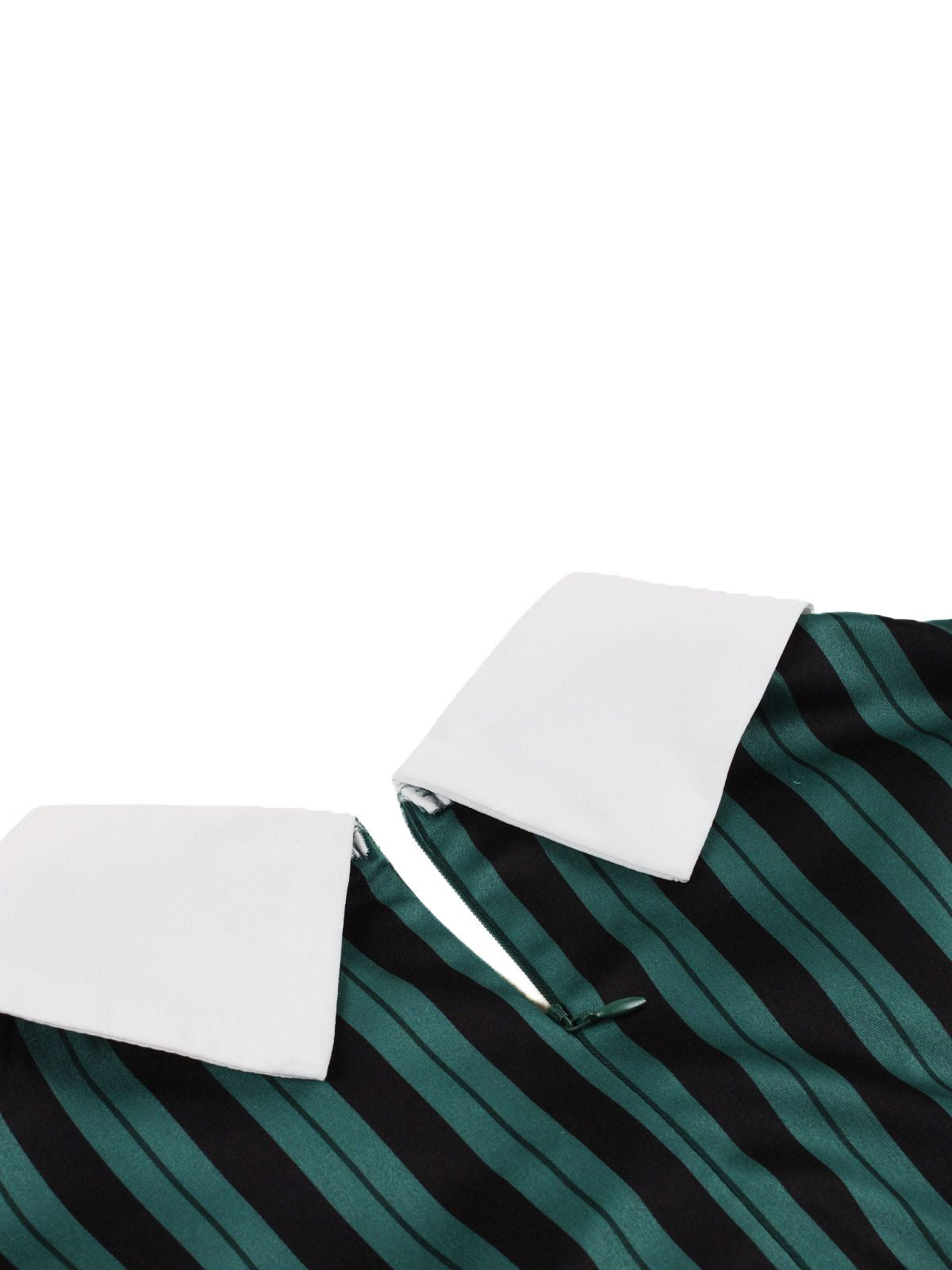 Green 1950s Striped Peter Pan Collar Swing Dress