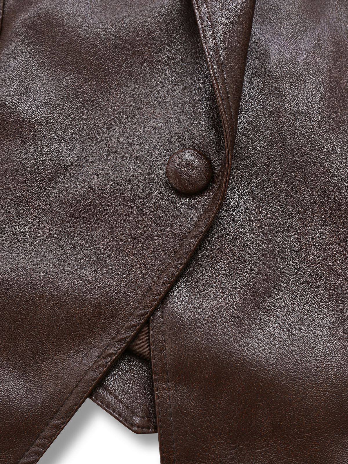 Dark Coffee 1970s Leather Belted Jacket