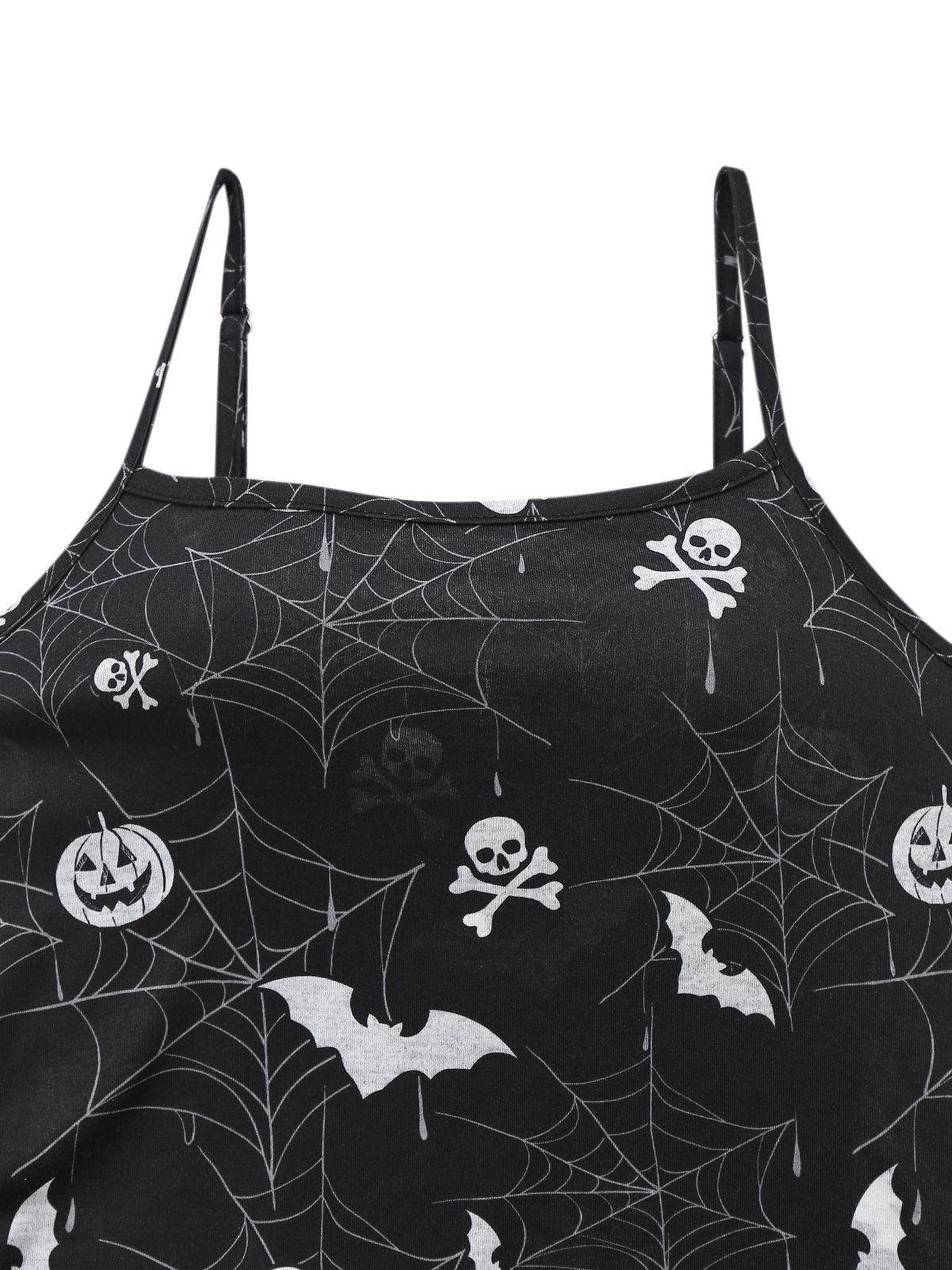 Black 1950s Halloween Print Slit Midi Dress