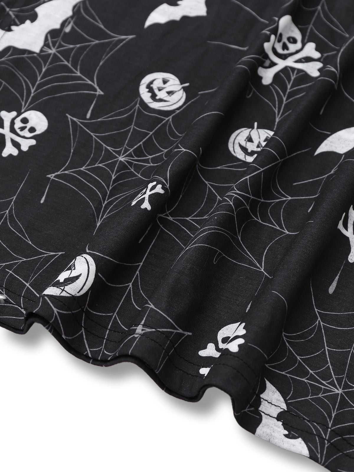 Black 1950s Halloween Print Slit Midi Dress