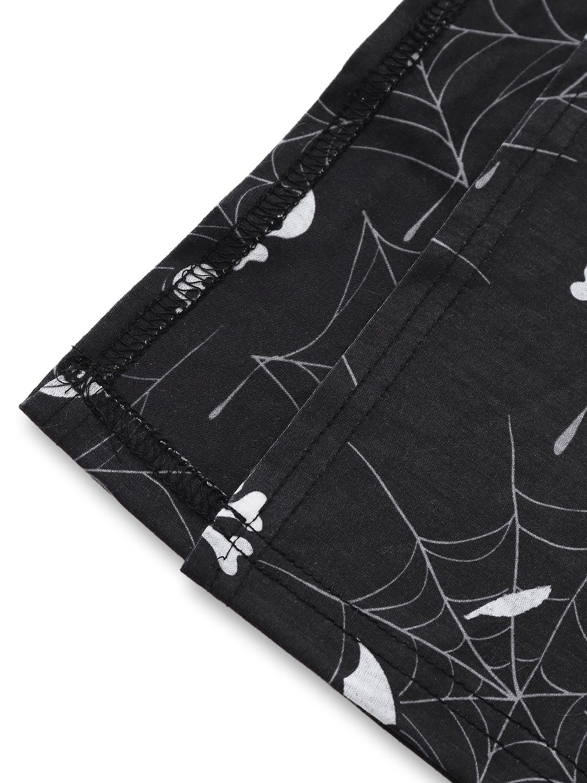 Black 1950s Halloween Print Slit Midi Dress