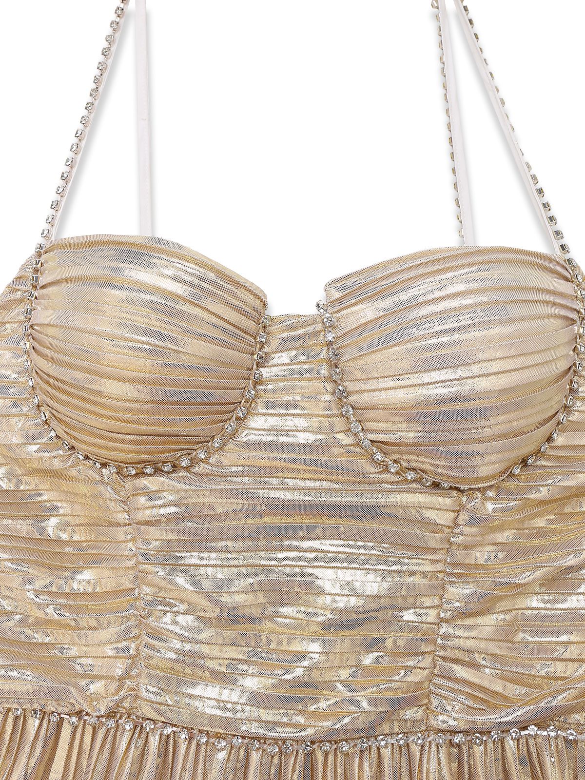 Gold 1930s Metallic Tiered Spaghetti Strap Dress