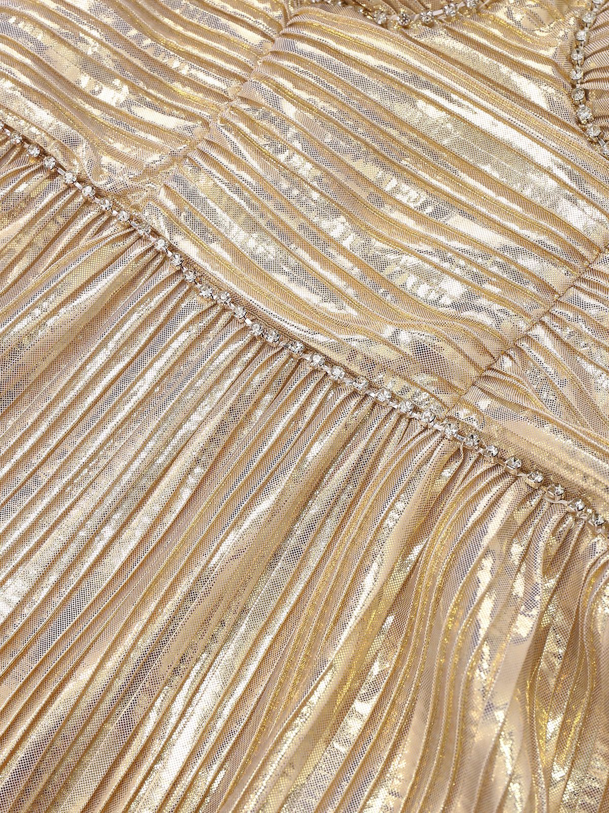 Gold 1930s Metallic Tiered Spaghetti Strap Dress