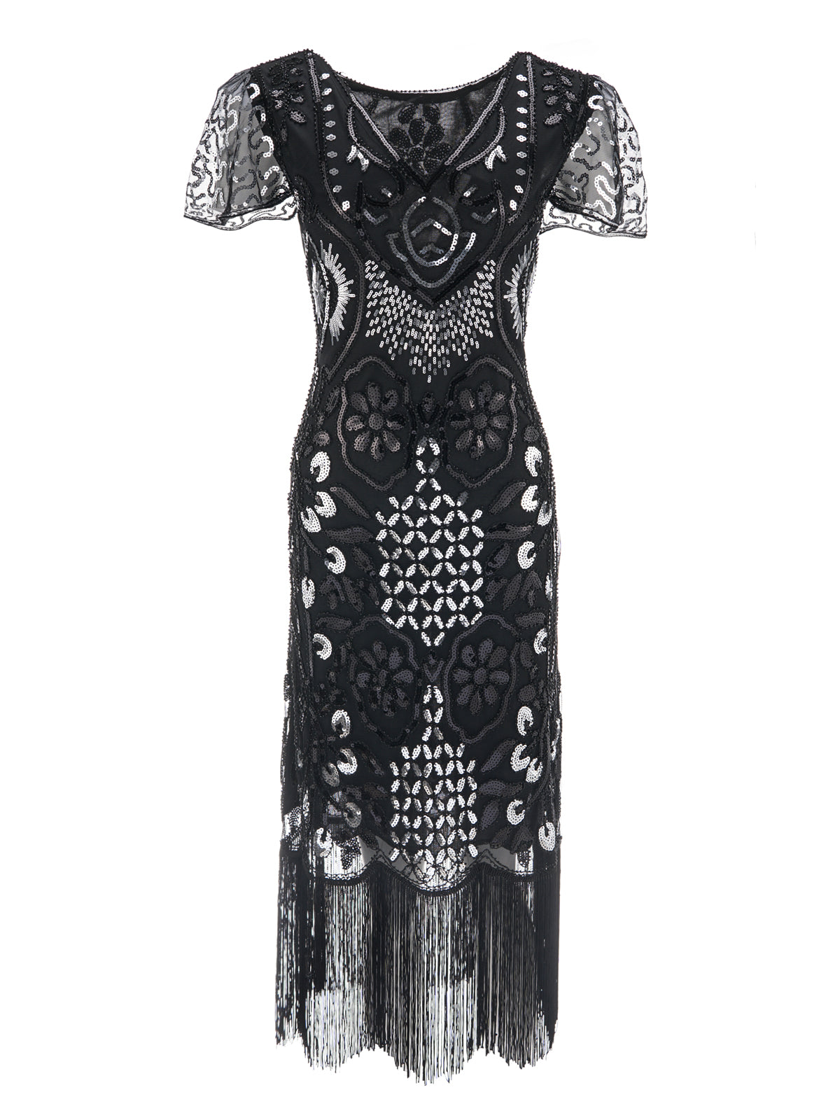 1920s Floral Tassel Sequined Dress
