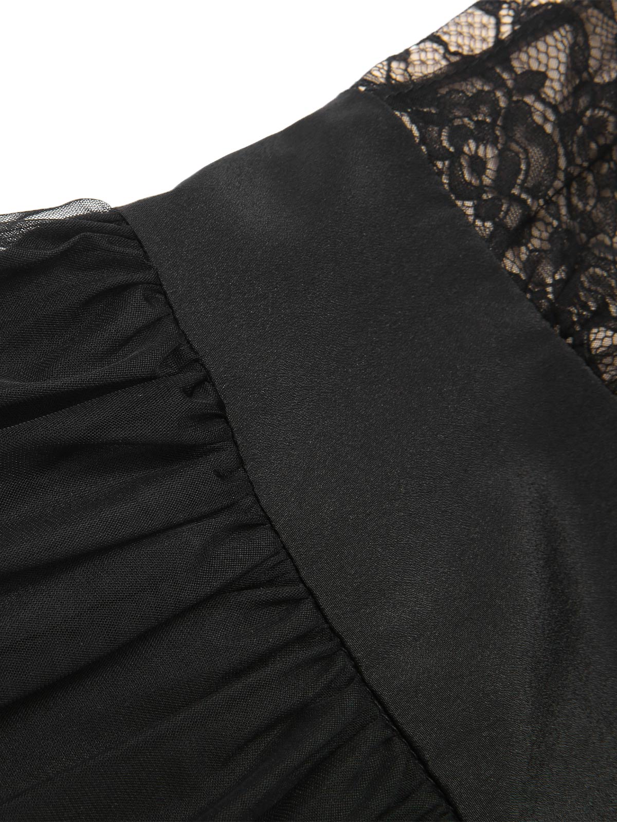 Black 1950s Lace Floral Mesh Swing Dress