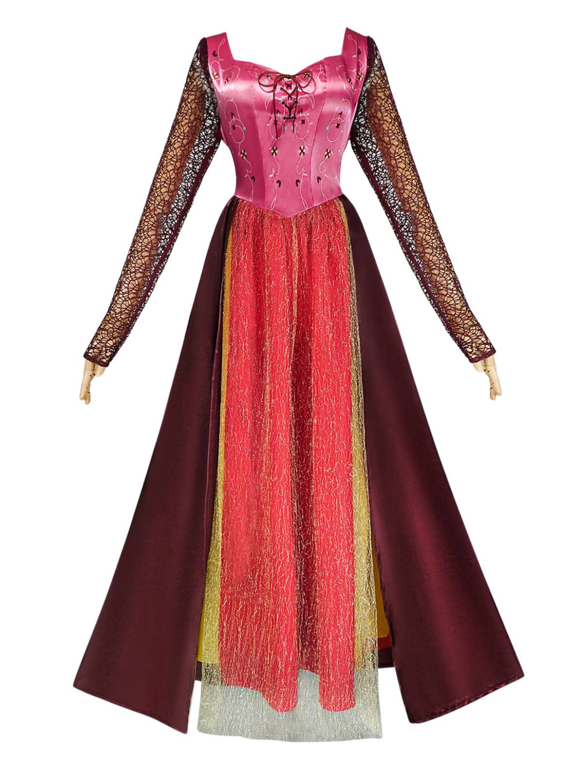 Red 1940s Hocus Pocus Sarah Colorblock Long Dress