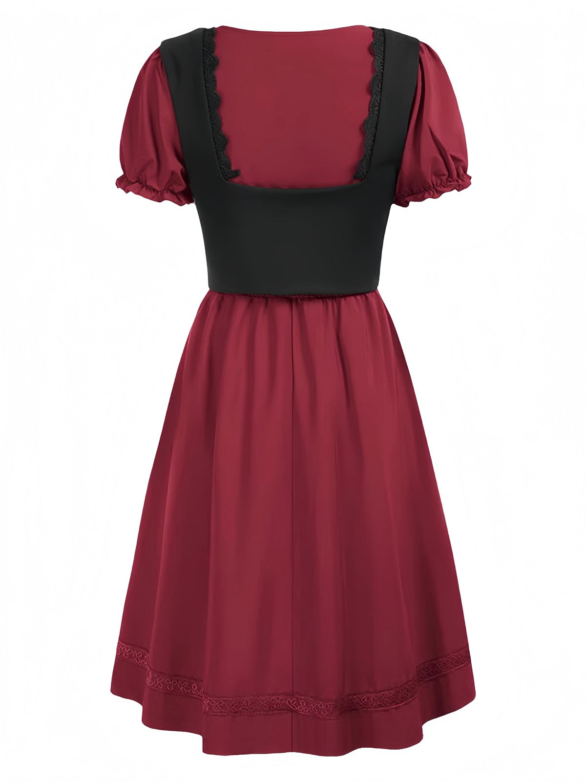 1940s Punk Gothic Puff Sleeve Ruffled Dress