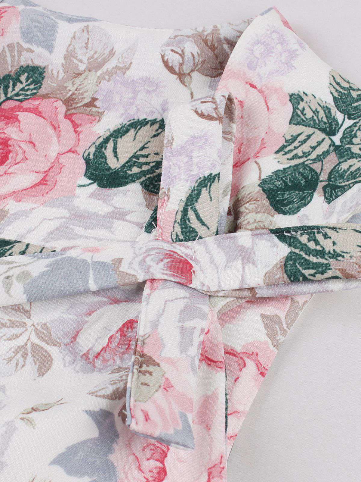 Pink 1950s Floral Bow Sweetheart Neck Swing Dress