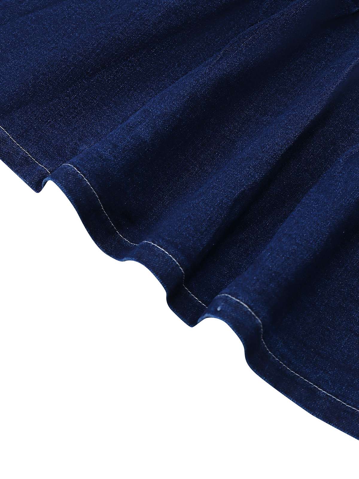 Dark Blue 1960s Ruffled Denim Skirt