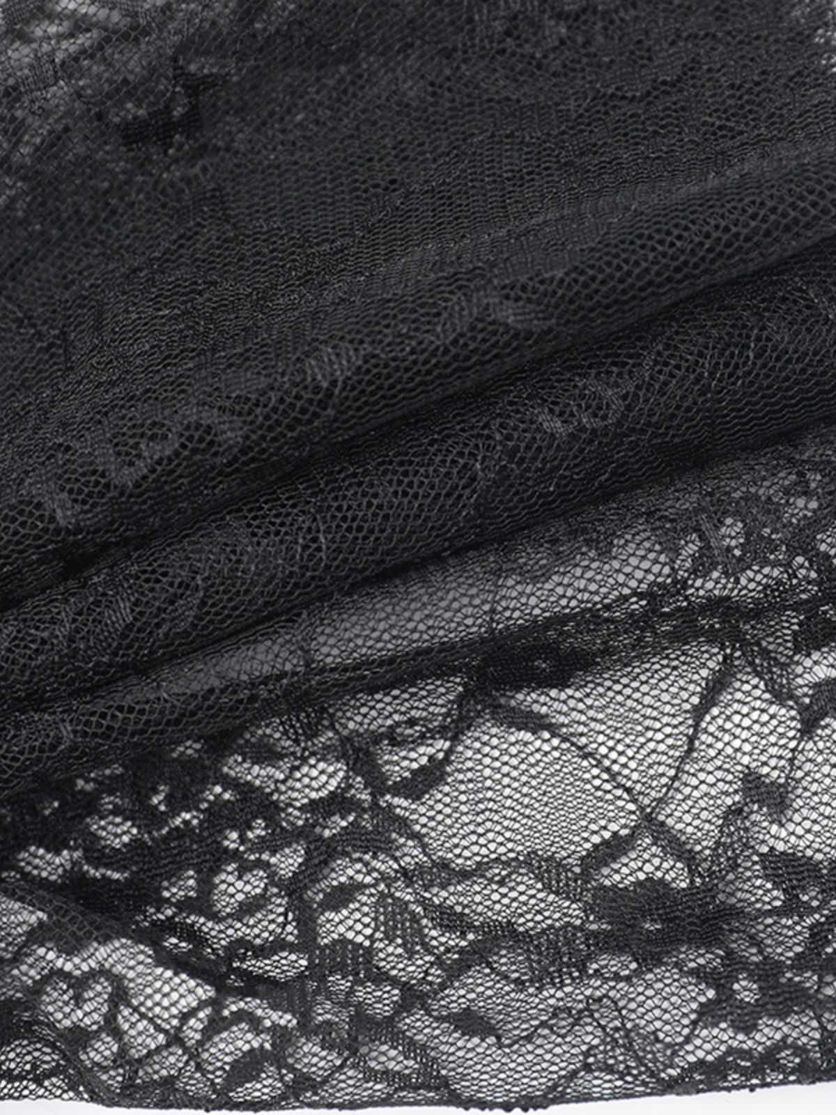 2PCS Black 1960s Lace Cover-Up & Puffy Dress