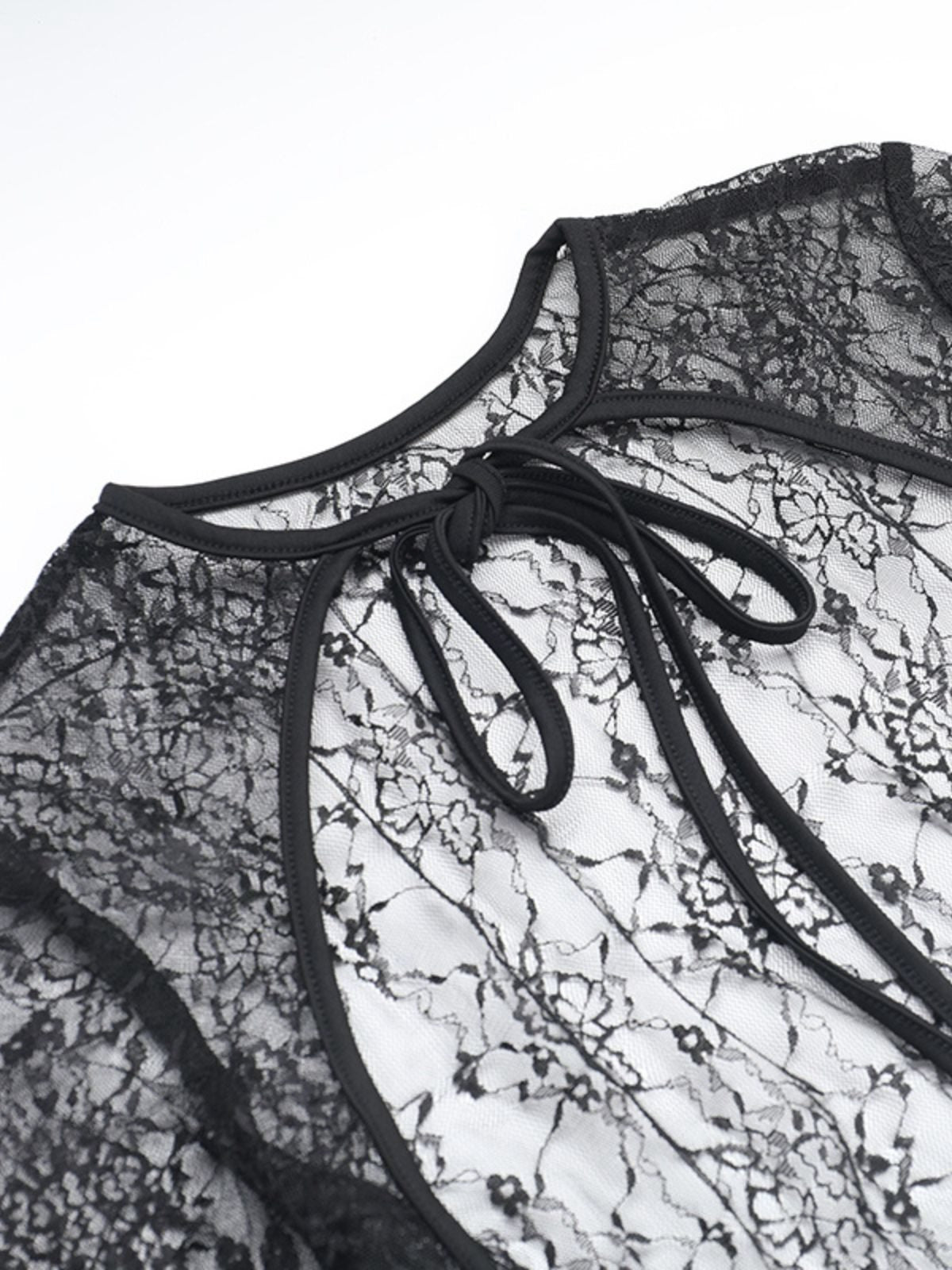 2PCS Black 1960s Lace Cover-Up & Puffy Dress