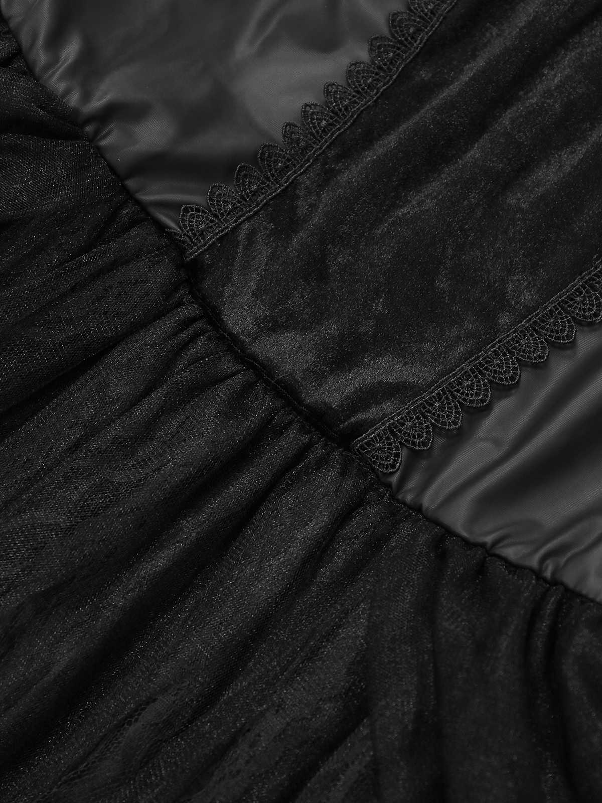 Black 1950s Evil Vampire Puff Sleeve Mesh Dress