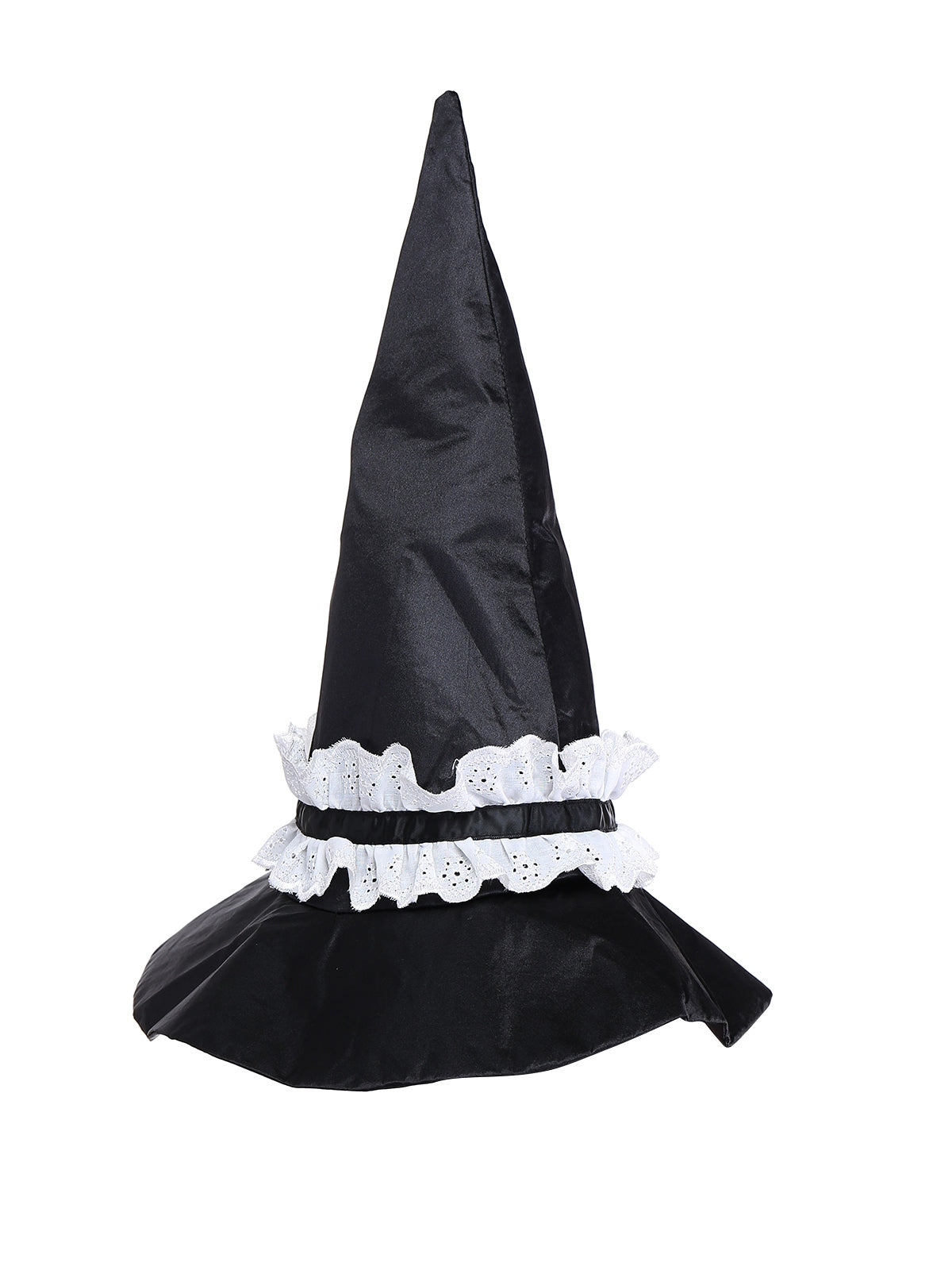 2PCS Black 1950s Halloween Witch Lace Ruffled Blouse & Skirt