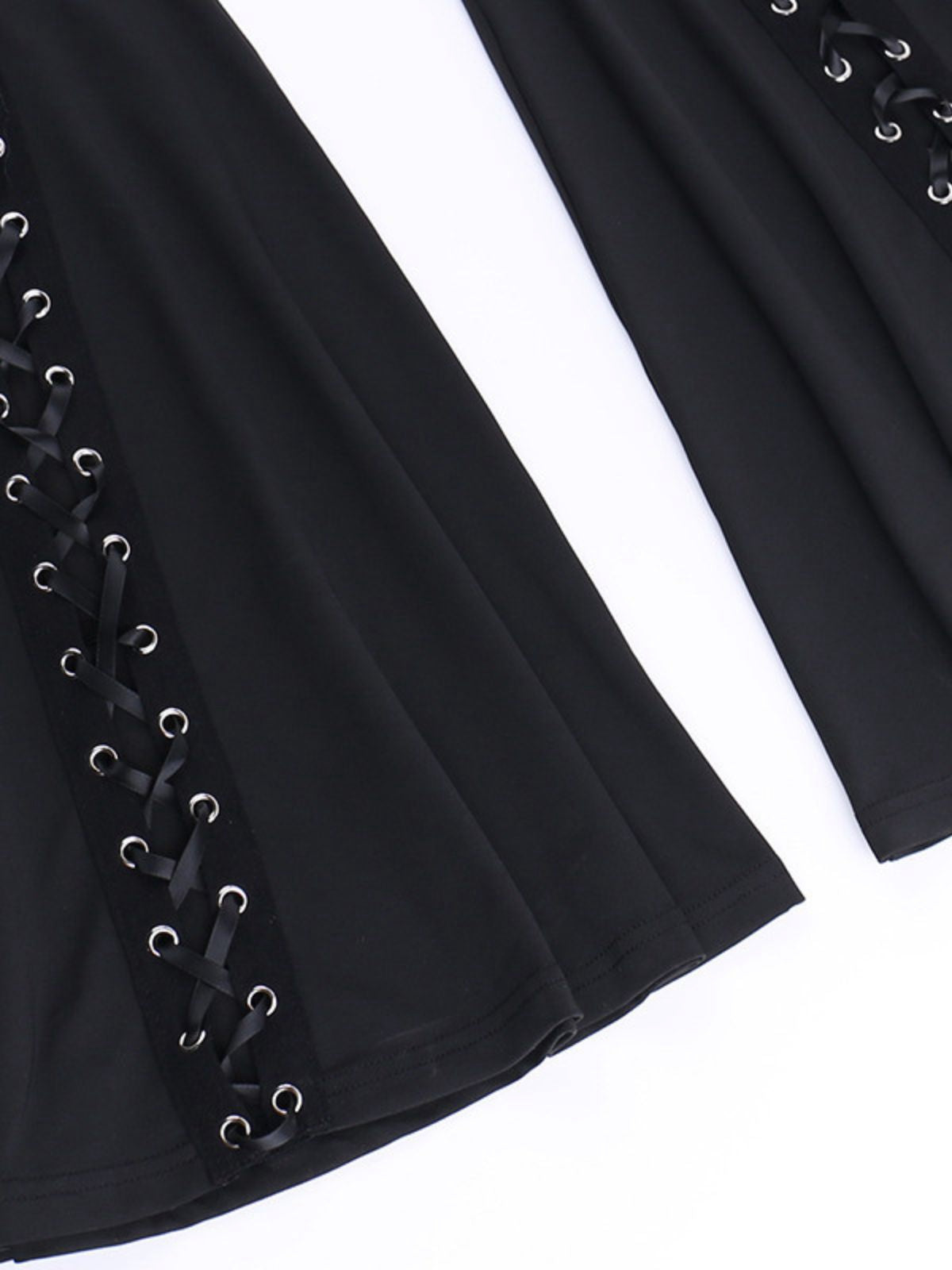 Black 1980s Punk Drawstring Laced Bootcut Pants