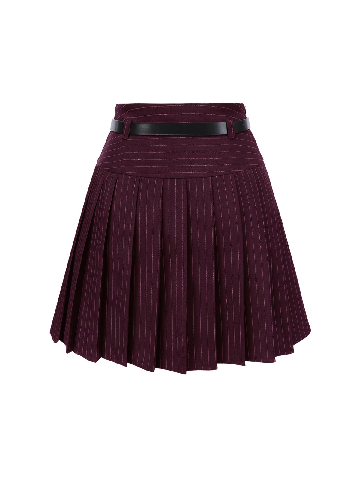 2PCS Dark Gray 1960s Pinstripes Top & Pleated Skirt
