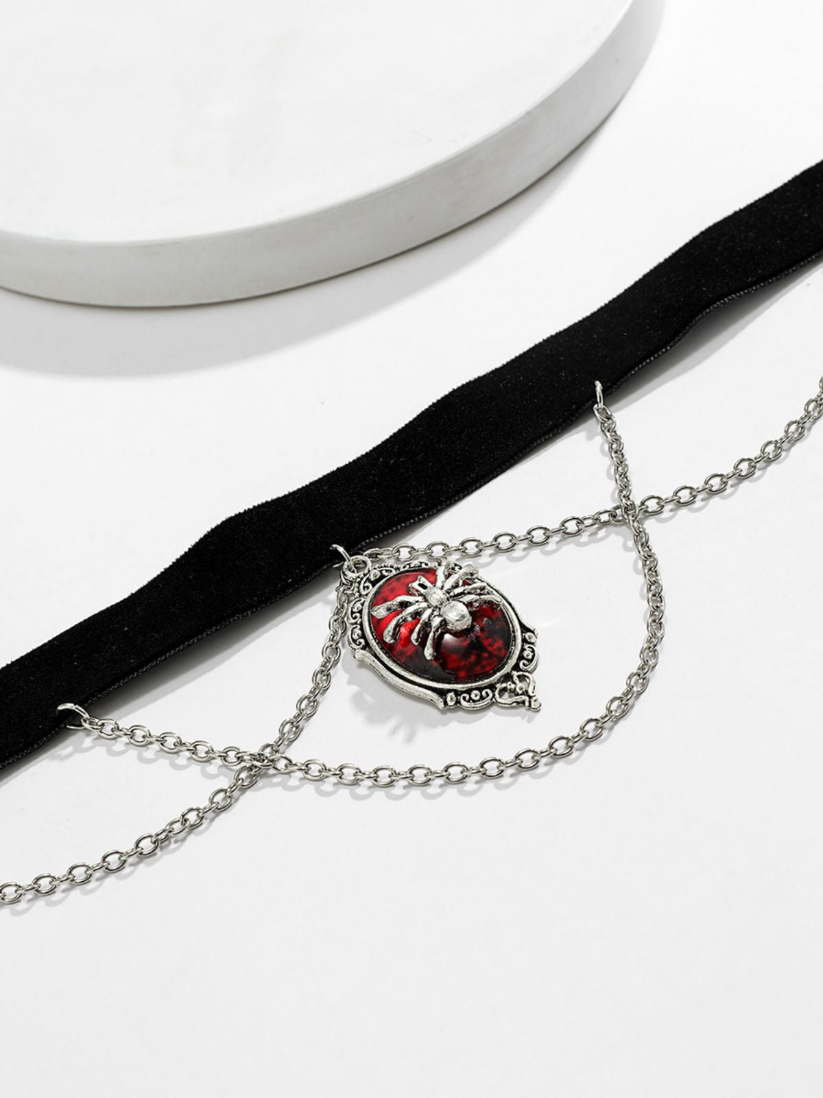 Gothic Spider Red Gemstone Pendant Chain Choker Necklace