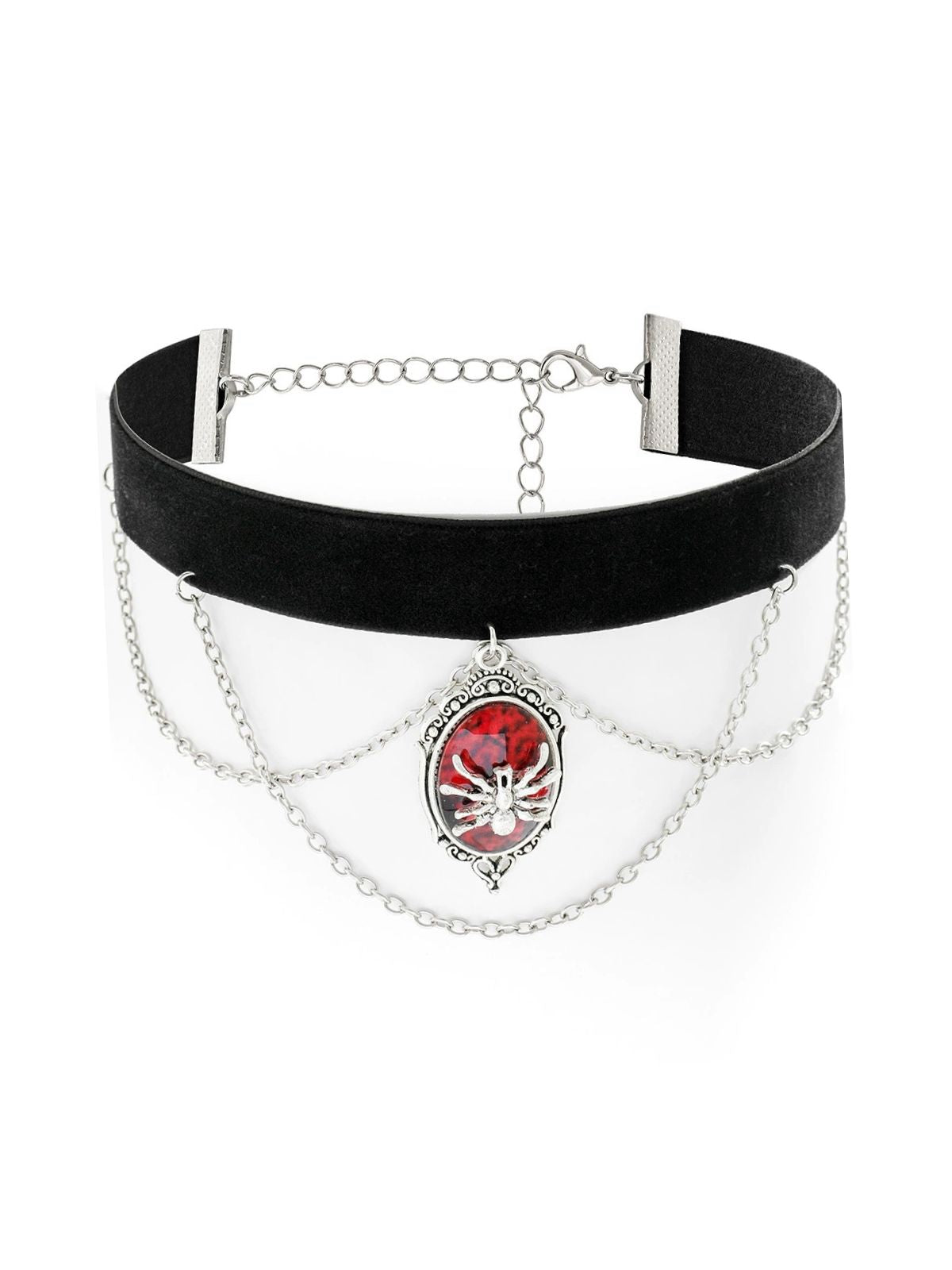 Gothic Spider Red Gemstone Pendant Chain Choker Necklace