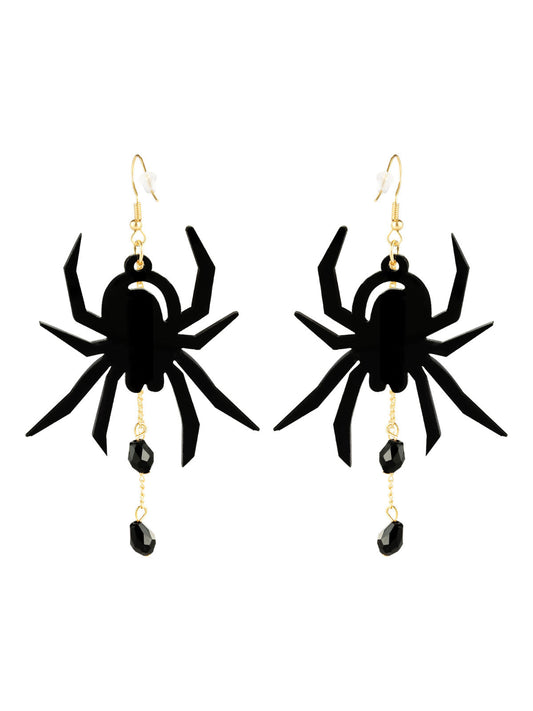 Halloween Black Spider Dangle Earrings