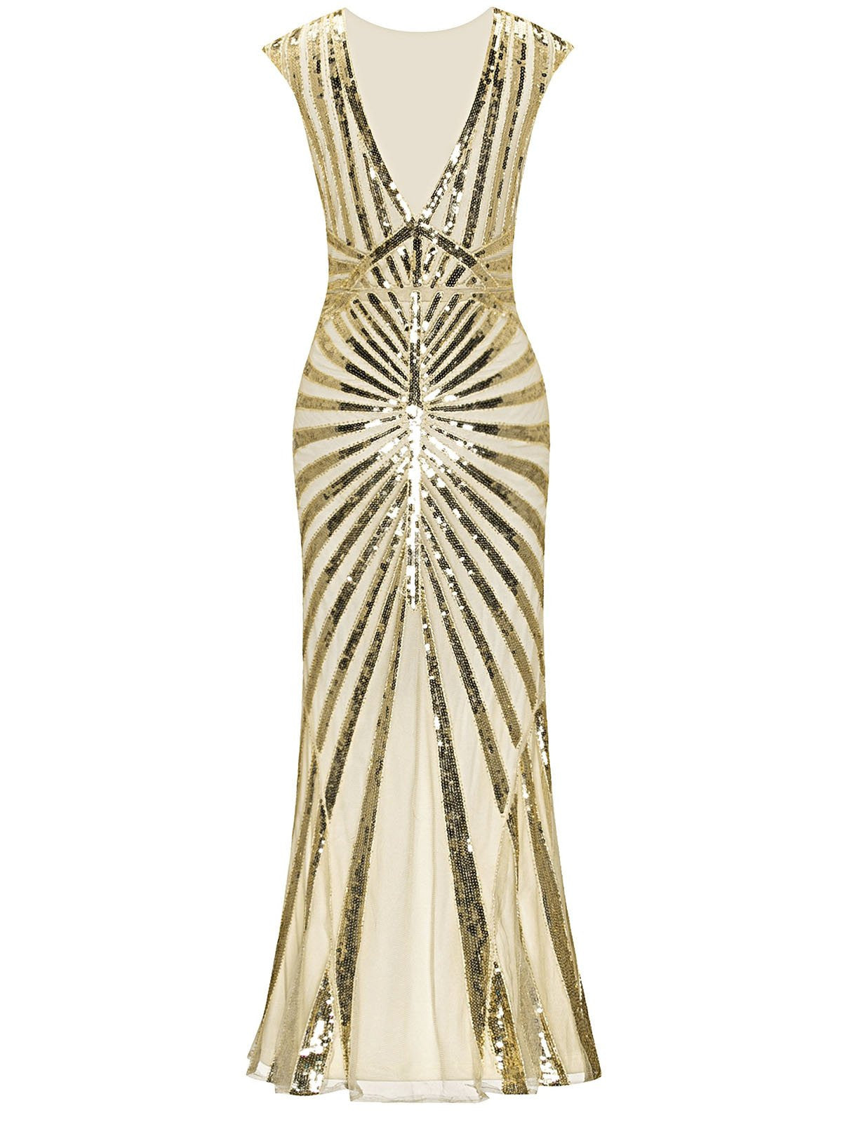 1920s Sequin Art Deco Maxi Dress