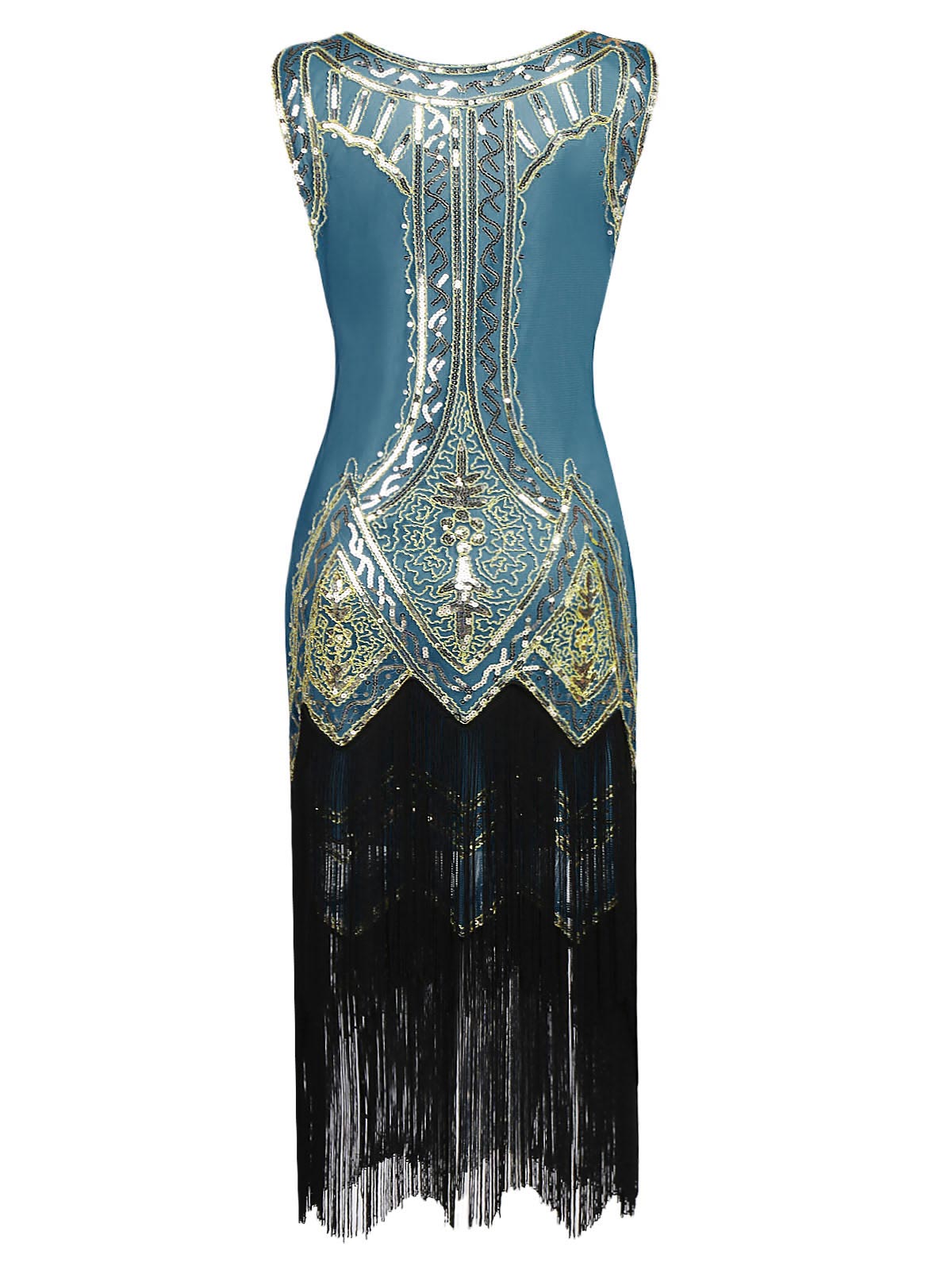 1920s Beaded Fringed Flapper Dress