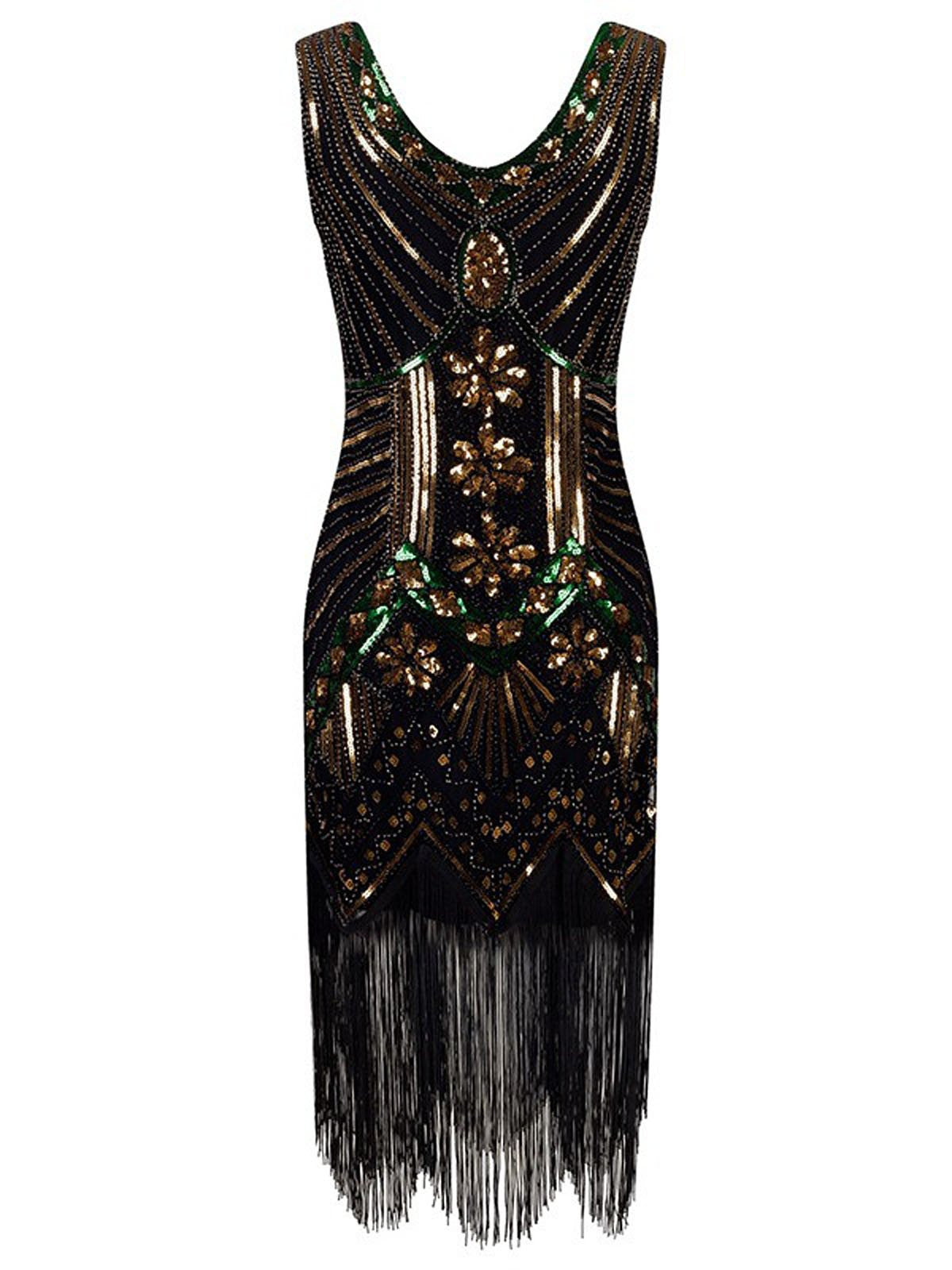 1920s Beaded Fringed Flapper Dresses