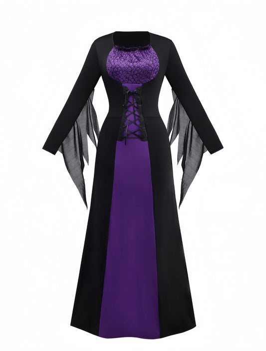 1970s Lace-Up Gothic Witch Costume Dress Set