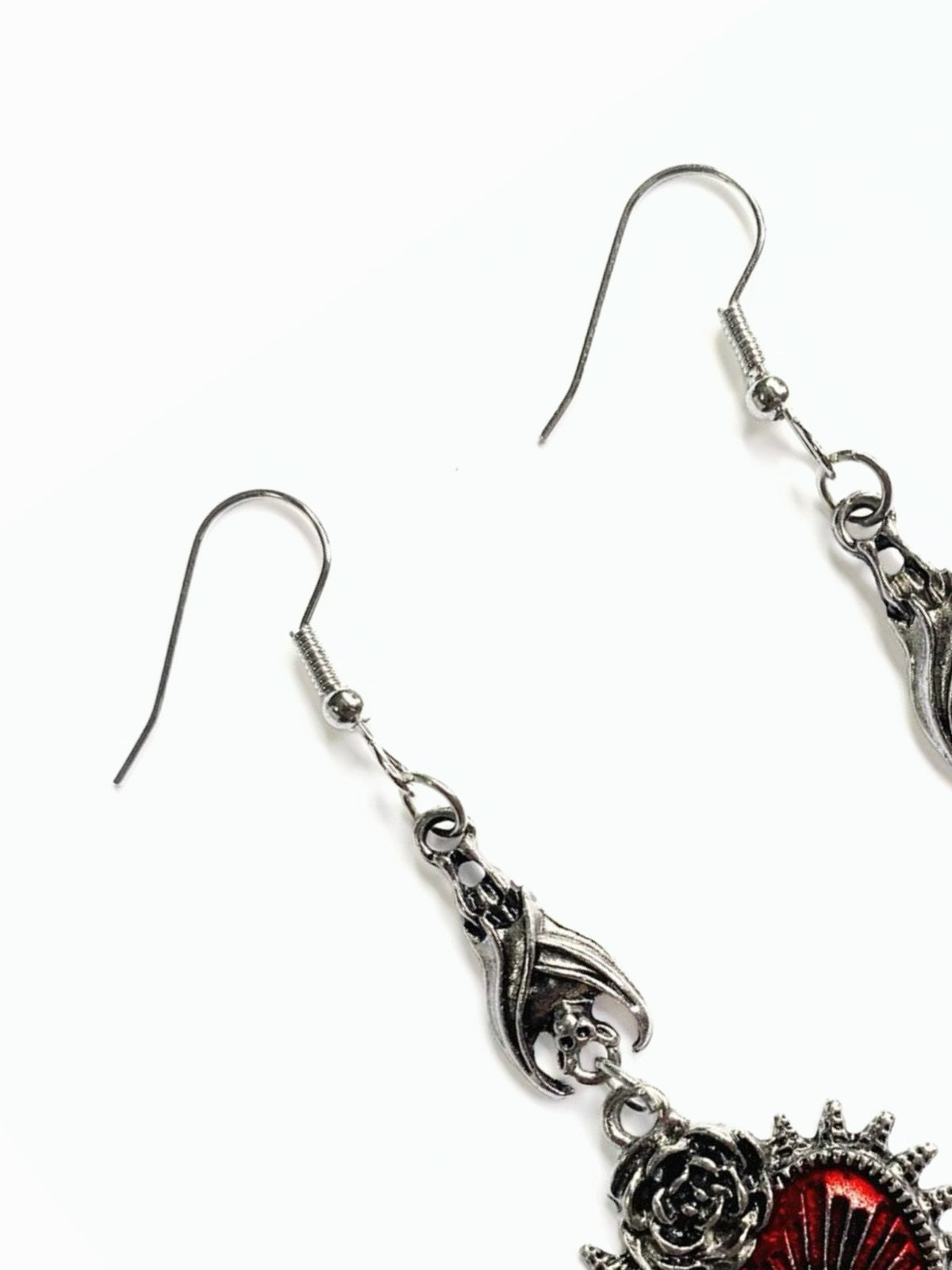 Gothic Rose Heart Eye Earrings