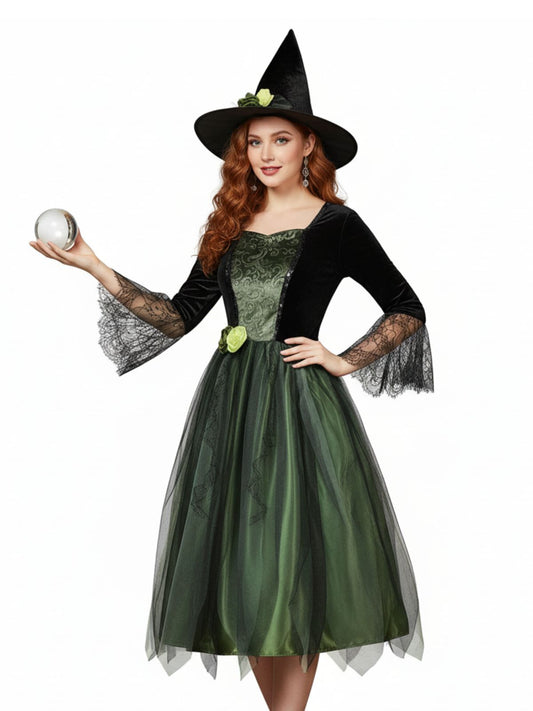 Green 1950s 3D Flower Wonderful Wizard Dress