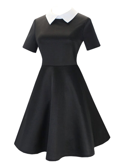 Black & White 1940s Shirt Collar Wednesday's Dress
