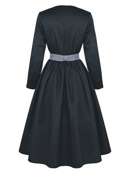 Black 1950s Sound Of Music Maria Striped Dress