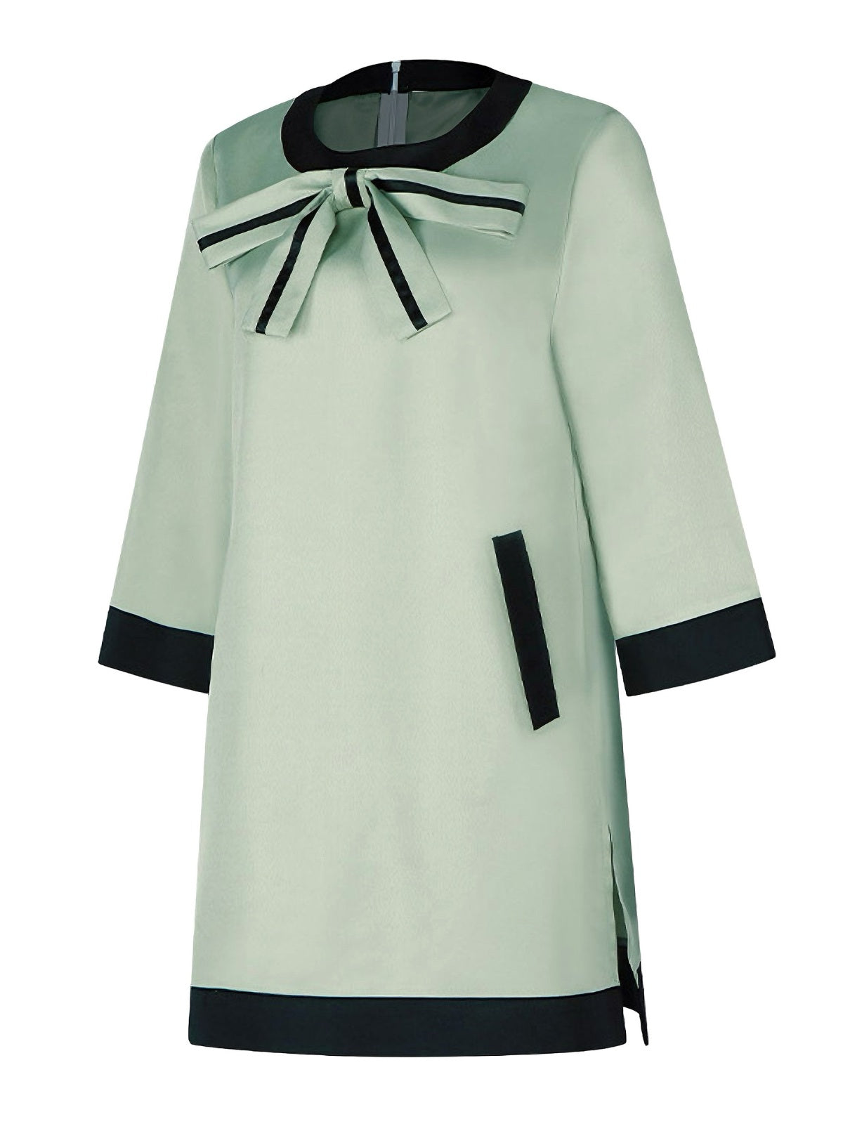 Green 1970s The Queen's Gambit Bow A-Line Dress