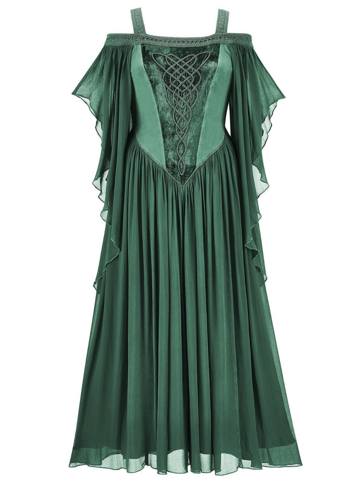 1950s Solid Velvet Mesh Cold Shoulder Dress