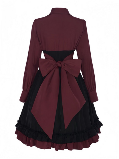 1950s Gothic Victorian Ruffled Bow Dress