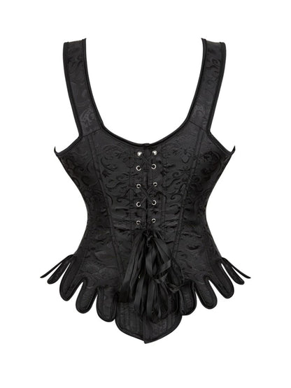 Black 1980s Jacquard Brocade Gothic Corset