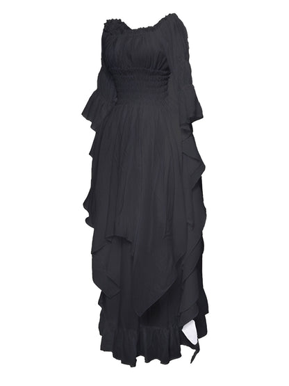 1980s Gothic Bell Sleeve Irregular Hem Dress