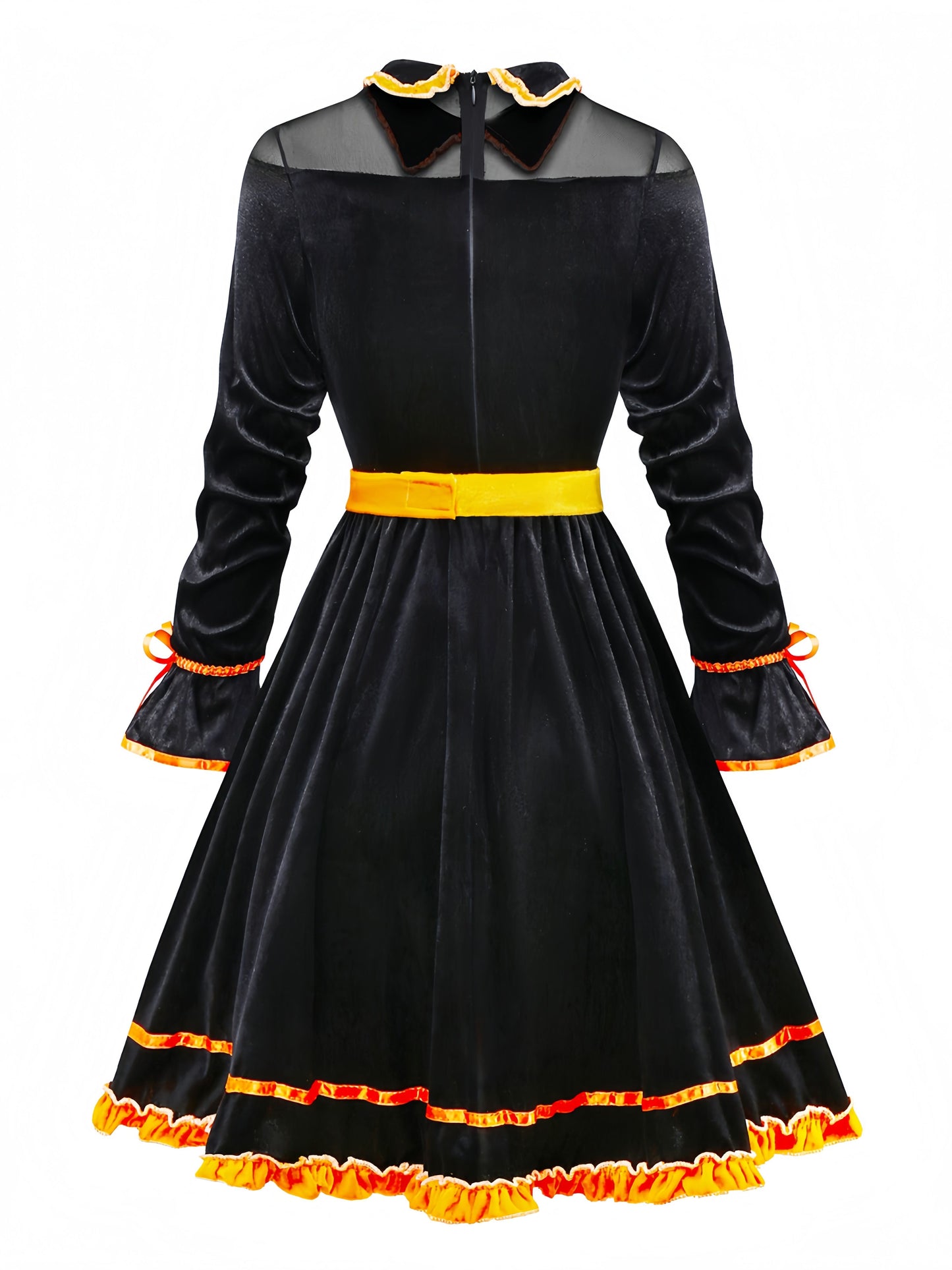 Black 1940s Lapel Bow Patchwork Dress