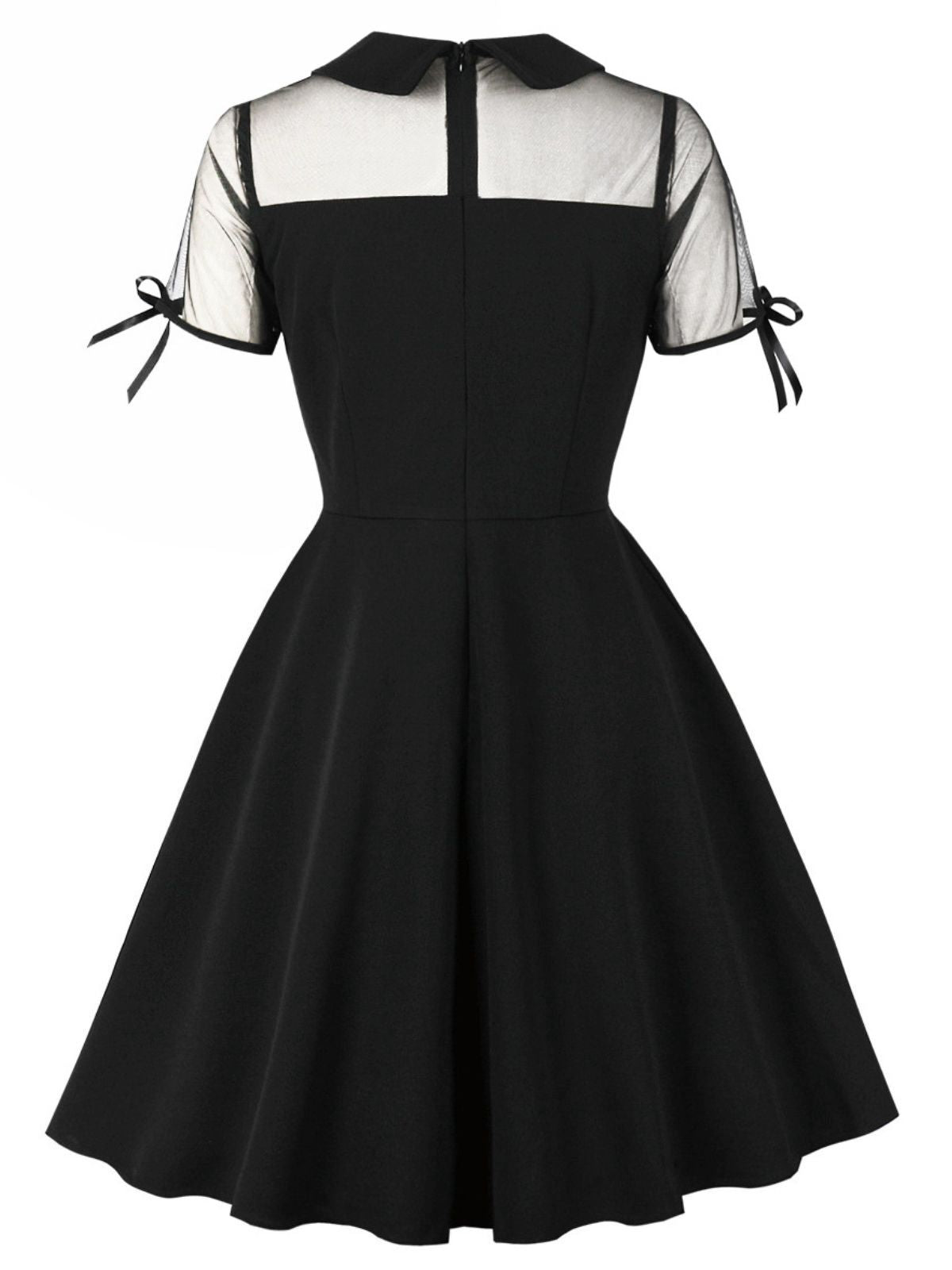 1950s Lapel Mesh Patchwork Swing Dress