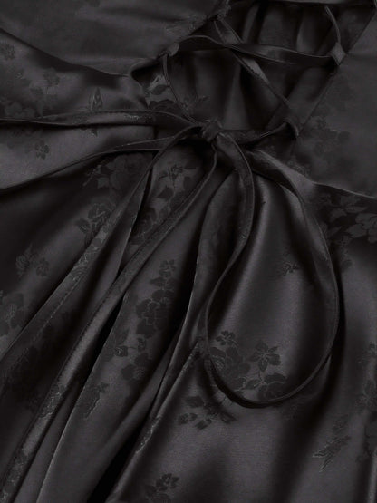 1980s Spaghetti Strap Asymmetrical Satin Dress
